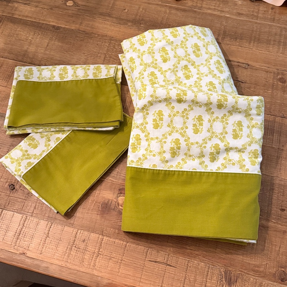 COMPLETE SET! Vintage Cannon 1970’s Sheets. Full Size. Avocado Green - Picture 12 of 12